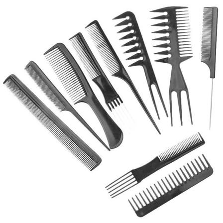 Frisörkammar Set / Hårkam Kit - (10 Delar) Svart