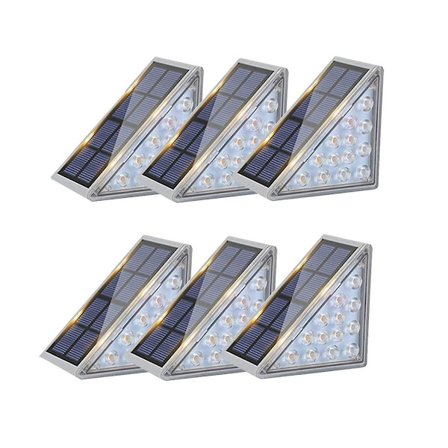 6 stk. udendørs trappe lys, solcelle trin lys vandtæt led trin lys til have baghave trappe