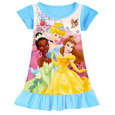 Sød tegneserieprinsessekjole, sommerpysjamas til piger, børnetøj til hjemmet 4(100cm)