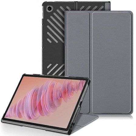 For Lenovo Tab Plus 11,5-tommers TB351FU Deksel Varmeavledningsstativ Lær Tablet Beskyttelse - Svart c p Grå