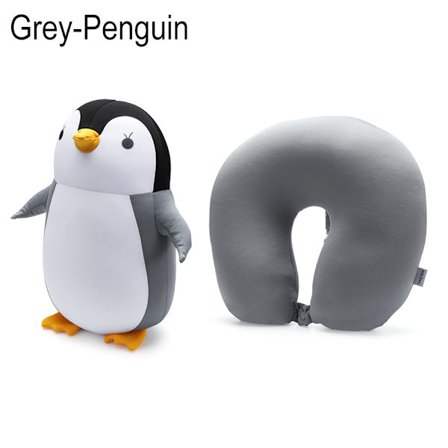 Fluffiga kuddar U-formad resekudde GRÅ PINGVIN