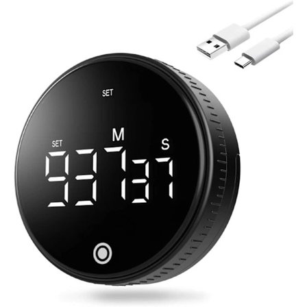 Magnetisk Køkkentimer: Elektronisk Timer til Madlavning, Sport & Studier, Lydløs Tidsstyring Sort