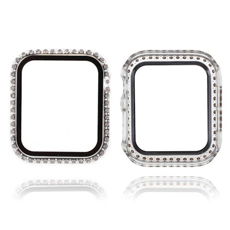 Strassikoristeinen koristeellinen kehys karkaistulla lasilla Apple Watch Series 3/2/1 42mm - Läpinäkyvä