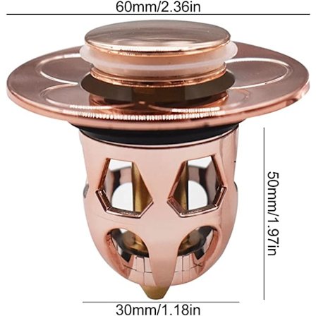 2 kpl yleiskäyttöinen lavuaarin kansi (ruusukulta), ponnahtava lavuaarin kansi, sisäinen