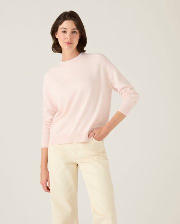 Lexington Cashmere blend raglan sweater, light pink