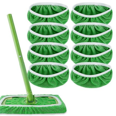 Gjenbrukbare moppeputer Refill Kompatibel med Swiffer Sweeper Mopp for husholdningsrengjøring, vaskbare mikrofiberputer 8-pakning