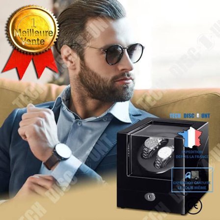 Remontoir Automatik - TD - Dubbel Kompartiment - Tyst - Läder - Härdat Glas