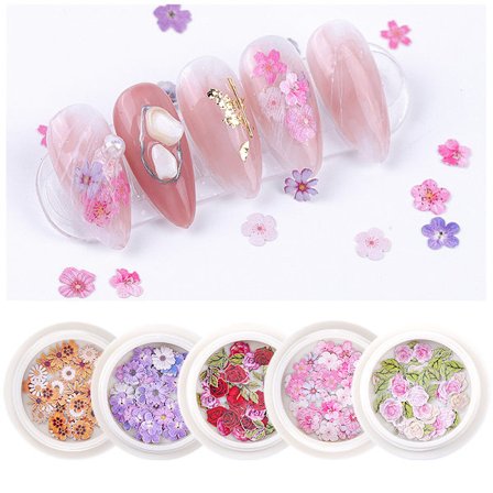 5 sorters nail art torkade blommor, nail art torkade blommor, nail a