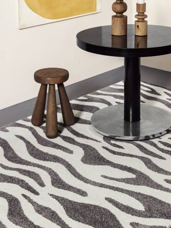 Washable Indoor/Outdoor Rug Woodcut Grey/White Small Oeko-Tex