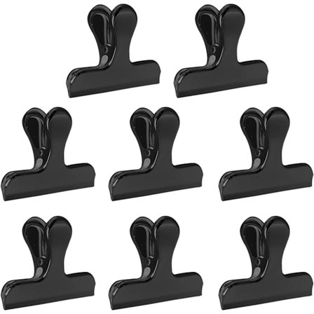 Pakke med kraftige rustfrie stålklips for poser, 3 tommer, holdbare klips for papirforsegling for kaffe-, mat- og brødposer, hjemmekjøkken – svart