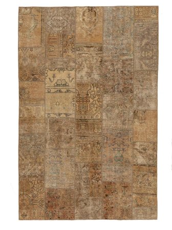 Annodato A Mano Patchwork Tappeto 203X307 Vintage Persiano Di Lana Marrone