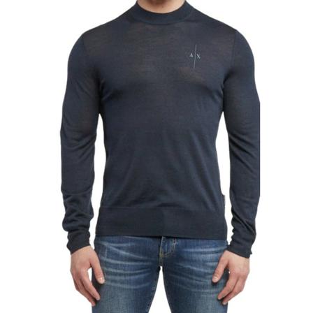 Armani Exchange Round-neck Strik Blå, Herre Strik