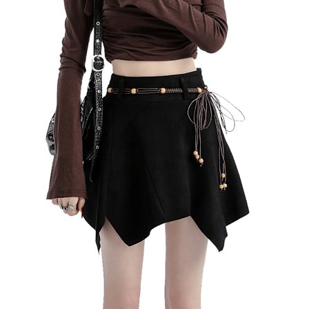 Dam Mini-kjol i Konstläder, A-linje, Asymmetrisk, Flytande, Puffig Skaterkjol