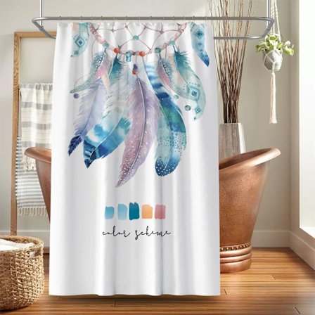 Mögelbeständig Duschdraperi 180x200cm, Maskintvättbar Tyg Sh