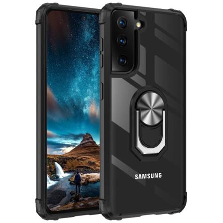 Samsung Galaxy S21 - Shockproof Ring Skal - Svart/silver Svart/silver