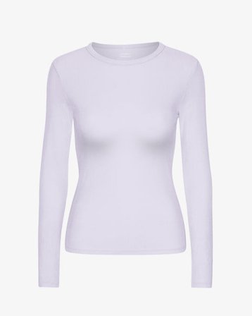 Women Organic Rib LS T-Shirt - Soft Lavender - Female - XS