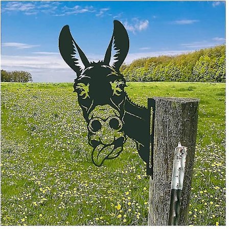 Metalliaasin puutarhakoristeet aidoille ulkokoristeille Koti Aasin eläimet Puutarhan sisustus Veistokset Ruosteinen valurauta Siluetit Puu Piha Seinä 