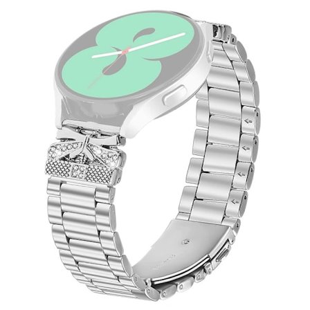 Replacement Band for Gabb Watch 2, Butterfly Decor with Rhinestones, Silver Stainless Steel Bracelet