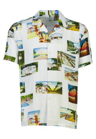 Lindbergh Resort Viscose AOP Shirt S/S Kortärmade skjortor Herr Vit XL