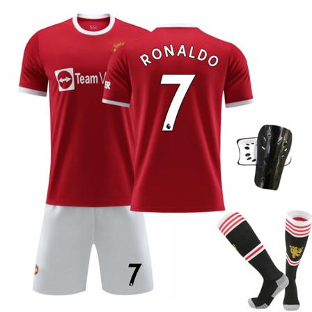 21-22 Uusi Red Devils Kotipaita Nro 7 Ronaldo Paidan Nro 6 Pogba Jalkapallopaita Setti Nro 18 Tähti Alkuperäisillä Sukilla No.7 Cristiano Ronaldo,