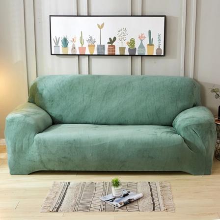 Högkvalitativa plysch stretchiga sofföverdrag för vardagsrum Hörnsoffa med överdrag Elastiskt möbelskydd 1/2/3/4 sits Green-FC 3 Seat Sofa