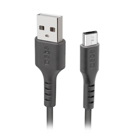 SBS USB 2.0 data og ladekabel, USB-A: Han - Micro USB B: Han, 2,0m, Sort