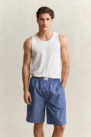 GANT Herren Gestreifte Pyjamashorts aus Popeline (M) Blau