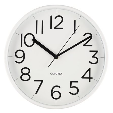 Tiempo 30 cm veggklokke med lydløs mekanisme - Hvit