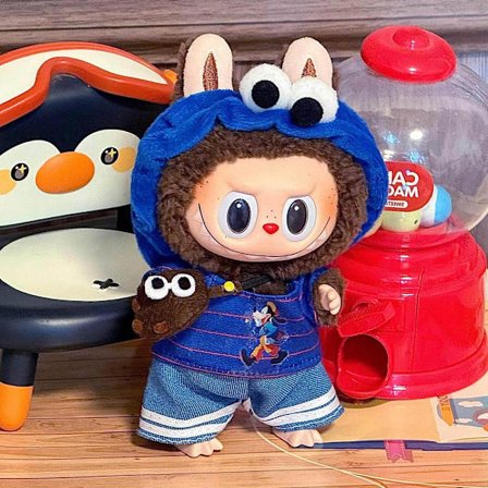 [Kun klær] Kun klær 18cm, en andre generasjon av Labubu vinylansiktsdukker, plysj og utskiftbare klær.