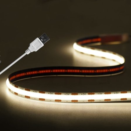 USB LED TV Bakgrunnsbelysning, 400 LEDer/m Naturhvit 4000K Dimbar LED-stripe 5V, COB LED-stripe LED-stripe Lyslenke 2M 2 M