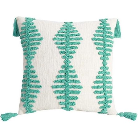 Dekorative Boho Tuftede Geometriske Pynteputetrekk med Dusker Firkantede Putetrekk Putetrekk til Seng Sofa Stol Bil Hjem Dekor (grønn, 18"x