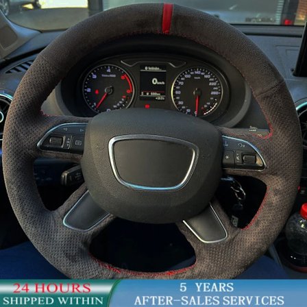 Anpassat flätat bilrattsskydd halkfritt mockaläder för kompatibel med audi a6(c7) a3 a4 q3 q5 q7 a8 s8 biltillbehör