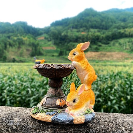 Puutarhakoristeet koriste-esineet maisema piha eläin kani hartsi käsityö sarjakuva ulkokäyttöön aurinkokennovalo