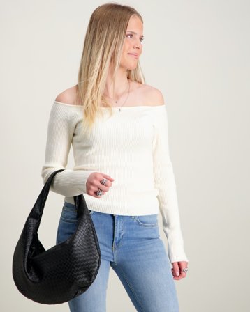 LMTD NLFLARIN LS BOATNECK SHORT S KNIT Blanc Pulls Fille - Kids Brand Store