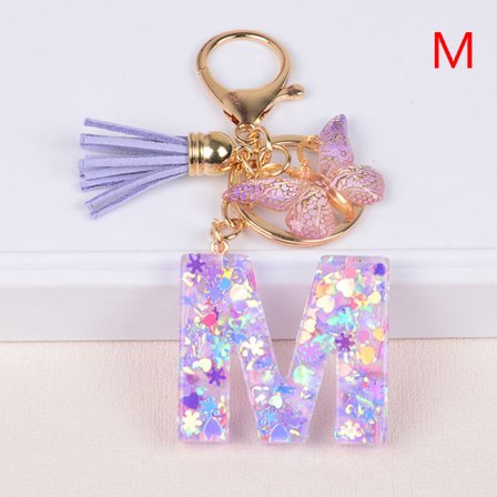 pc AZ bogstaver nøglering til kvinder kvast sommerfugl vedhæng Ini