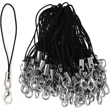 100 stk. Simple mobiltelefon snor til nøgleringe, mobiltelefon charme spænder med karabinhage, mobiltelefon snor til USB nøglering