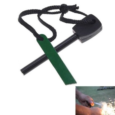 Tændstål til friluftsliv & camping, jagt, flint militærgrøn grøn