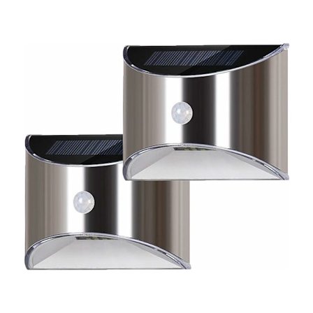 2 stk. LED solvæglampe til have, terrasse, hegn, trappe, Wa