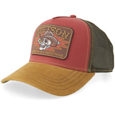 Stetson - Punainen trucker Lippis - Big Size Cap Skull Yellow/Red A-frame Trucker @ Hatstore