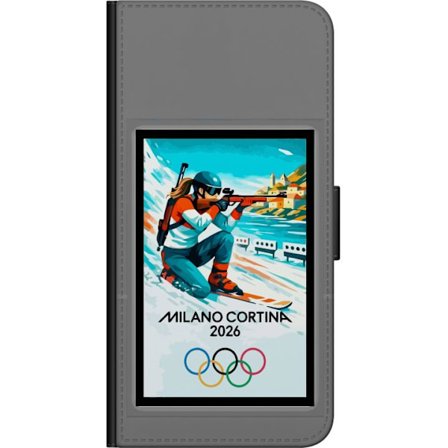 Kompatibelt Lommeboketui til Samsung Galaxy Note 10 Lite Retroplakat Cortina Milano 2026 med fjell, vintersportsutøvere, italienske trikolor, Milano-k