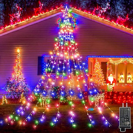 Juledekorasjon utendørs stjernelyskjede juletre