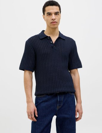 Jack & Jones Jprccjoel Knit Polo Ss Sn - Black - XXL