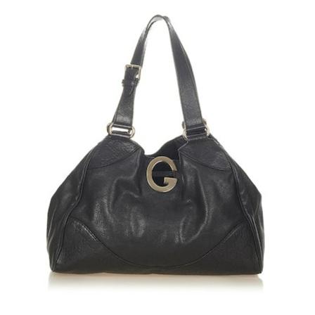 Gucci Vintage, Charlotte Leather Shoulder Bag 223972 Zwart, Dames, Maat:ONE Size