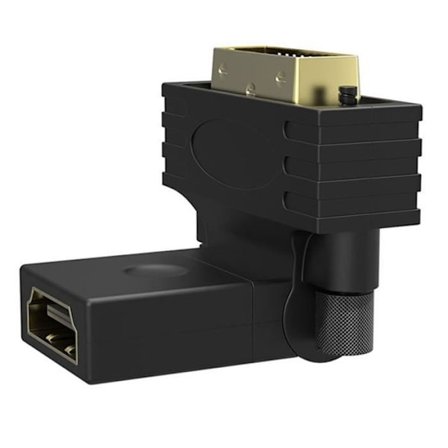 HDMI hun til DVI han adapter vinklet og 360° roterbart design guldbelagt