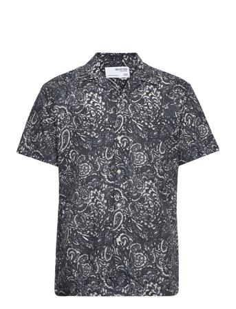 Slhreg-Air Shirt Ss Mix Kortermet Skjorte Svart Selected Homme*Betinget Tilbud