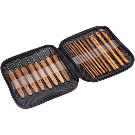 20-pack bambu virknålar för virkning, stickning, hantverk, garn, DIY, sömnad