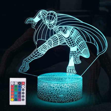 Spider Man Lamp Boys Gifts 3D Illusion-lampa för barn ,med R