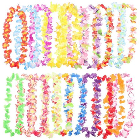 50 STK Fargerike Hawaiiske Leis Halskjede Blomsterkrans Tropisk Luau Festartikler Strand Hula Kostyme Tilbehør (Assorterte Farger)