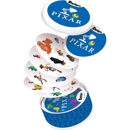 Dobble Pixar, Hurtigt Reaktionskortspil, Alder 4+, 2-8 Spillere, 20 Minutters Spilletid