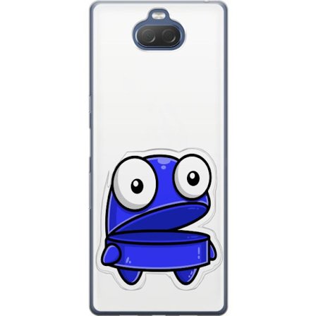 Kompatibel Mobilcover til Sony Sony Xperia 10 Plus Blå tegneseriefigur med åbent udtryk og store øjne i sjov illustration